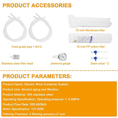 JIAWANSHUN 10 Inch Stainless Steel Liquor Filter System, Brewing Equipment