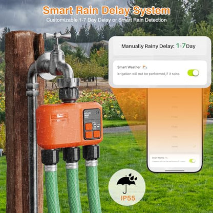 Smart WiFi Sprinkler Timer 3 Zone, Water Timer for Garden Hose Irrigation - style: 3 Outlet