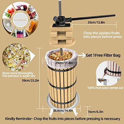 7.9Gallon/30L fruit press with 7L fruit crusher
