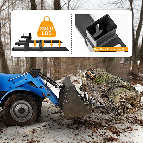 YINTATECH 43" 2000lbs Clamp on Pallet Forks Heavy Duty Tractor Forks - size: 43" 2000lbs