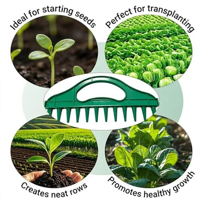 2-Pack Handheld Seed Planter, Garden Dibber Tool for Precise Spacing in Rows and Seed Trays, Durable Planting Punch for Vegetables Flowers Herbs