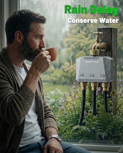 [All-New 2027] 1700FT WiFi Sprinkler Timer 3 Zone with Brass Inlet, Unistyle Smart Hose Timers Compatible Alexa & Google Voice, Water Timer for Garden Hose with Auto & Manual Modes for Garden Lawn