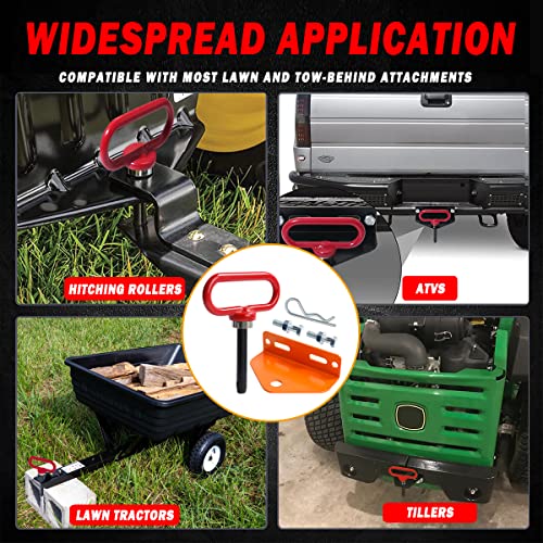Universal Heavy Duty Zero Turn Mower Trailer Hitch with Magnetic Hitch Pin - color: Red+Orange