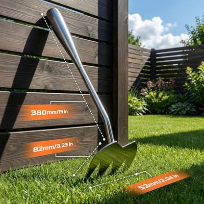 Weed Puller Tool, Heavy-Duty Stainless Steel Garden Hand Weeding Tool - size: 4-tooth