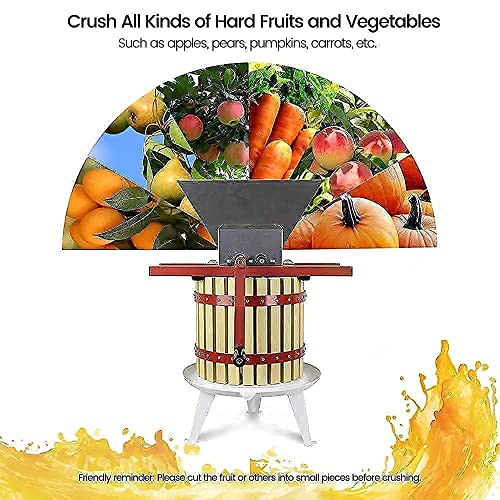 Fruit Wine Press and Crusher,100% Nature Apple&Grape&Berries Crusher Manual Juice Maker for Kitchen
