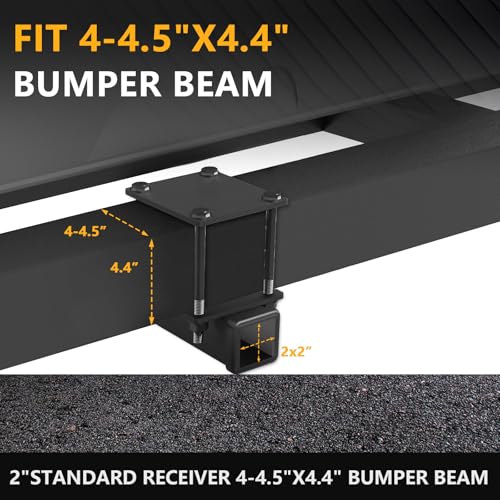 YZONA Tow Hitch 2 Inch, RV Bumper Hitch Receiver Adapter Fits 4-4.5" Beam, 200 Lbs Tongue Weight Capacity, Travel Trailer Rear Bumper with Hitch Pin & Hitch Cover, Fit for Camper Bike Racks Cargo Car - size: RV Hitch Receiver