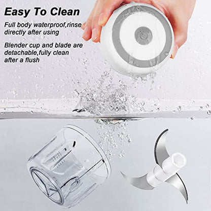 Electric Garlic Chopper, 250ML Vegetable Chopper, Food Chopper - color: 250ML White