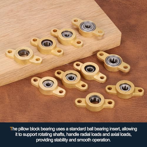 uxcell 4Pcs TF05 Pillow Block Bearings 5mm Bore, Copper Housing, ABEC 3 - size: TF05(5mm Shaft)