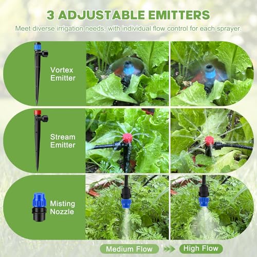 240FT Quick-Connect Drip Irrigation System - size: 40FT 1/2”(OD) Tube + 200FT 1/4”(OD) Tube