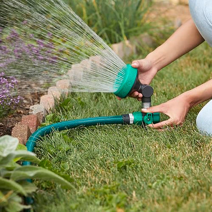 Gilmour Adjustable Spot Sprinkler with Spike Base, Pivoting Multi Pattern Sprinkler Head for Targeted Coverage in Flower Beds and Vegetable Gardens