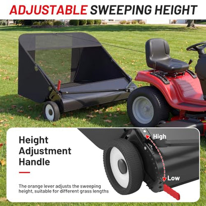 Suchtale 42 Inch Tow Behind Lawn Sweeper with 20 Cu Ft Hopper - size: 42''