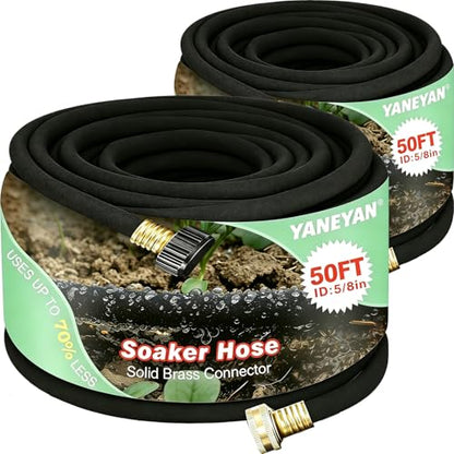 5/8" 50 FT*2 Pack Soaker Hose for Water Drip Irrigation for Lawn - size: 50FT*2