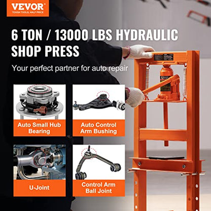 VEVOR Hydraulic 6 Ton H-Frame Garage Floor Adjustable Shop Press