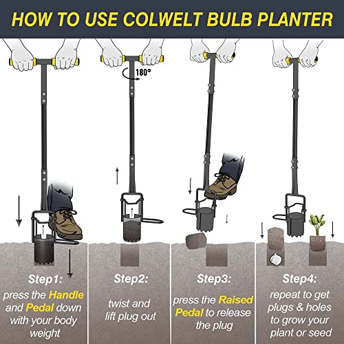 Colwelt Long Handle Bulb Planter Tool, Tulip Plant Hole Digger, Sod Plugger