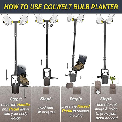 Colwelt Long Handle Bulb Planter Tool, Tulip Plant Hole Digger, Sod Plugger