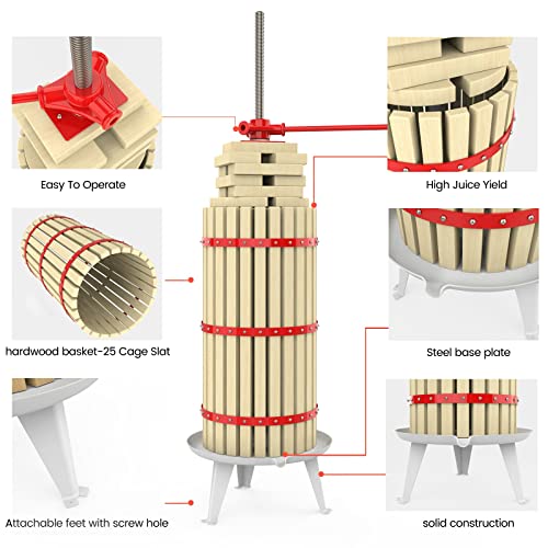 Fruit Wine Press and Crusher,100% Nature Apple&Grape&Berries Crusher Manual Juice Maker
