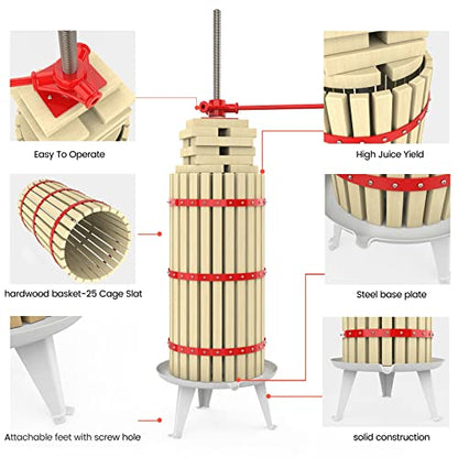 Fruit Wine Press and Crusher,100% Nature Apple&Grape&Berries Crusher Manual Juice Maker