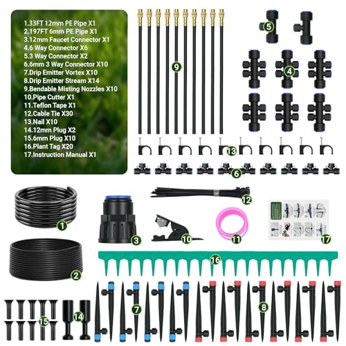 230FT Drip Irrigation Kit with 34 Emitters, 3 Spray Types, Watering System - size: 230FT