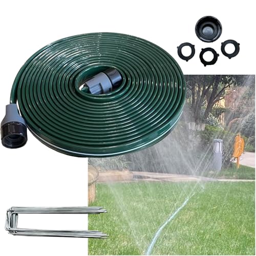 Watoo 2026 Sprinkler Hose & Soaker Hose for Yard - 25 FT Reinforced Flat Garden Hose with Holes, Heavy Duty No-Kink Lawn Irrigation Hose (Includes Stakes, High Pressure Spray) - size: 25FT