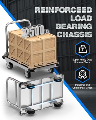 2500 lb Heavy Duty Platform Truck, 48" x 24" Foldable Flatbed Cart - size: 48" x 24"