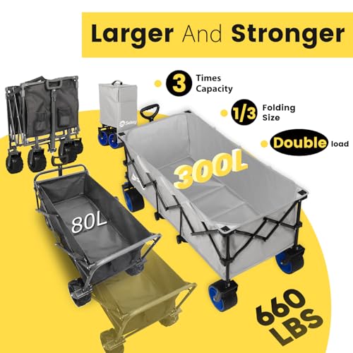 Sekey 300L Extended Collapsible Wagon, 660 lb Capacity, 48 in Long - color: Light Gray