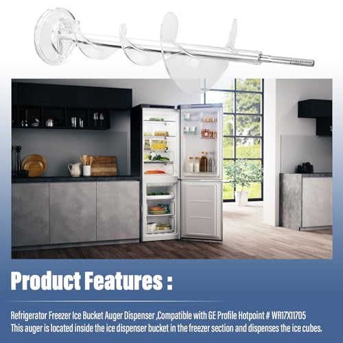 Upgrade Ice Maker Dispenser Auger for GE Refrigerator Replacement Parts WR17X11705 WR17X11939 PS1018130 AP3849786 AP3672963 PS964350 Ice Bucket Auger