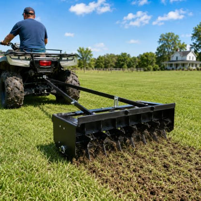 35-Inch Spike Lawn Aerator Tow Behind, 400 lb Tray and Universal Hitch