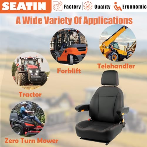 SEATIN Universal Tractor Seat, Zero Turn Mower Seat (orange/Black) - color: orange/Black/gray