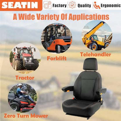 SEATIN Universal Tractor Seat, Zero Turn Mower Seat (orange/Black) - color: orange/Black/gray