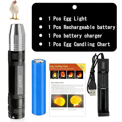 Egg Candler for Chicken Eggs, Rechargeable USB Egg Candling Light - color: Black