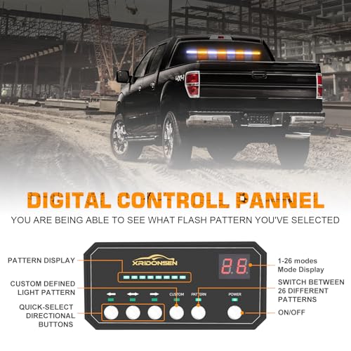 XRIDONSEN 35 inch Traffic Advisor Light Bar 48 LED Strobe Lights - color: Amber/White