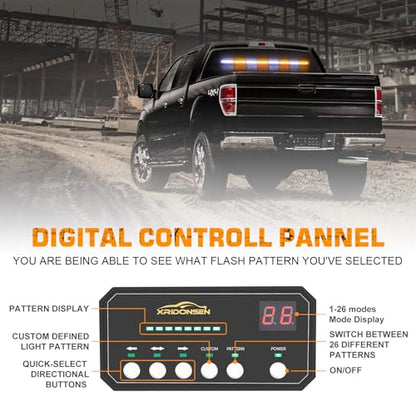 XRIDONSEN 35 inch Traffic Advisor Light Bar 48 LED Strobe Lights - color: Amber/White