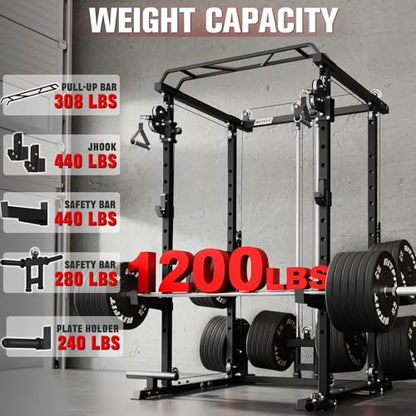 RitFit PPC-P3 Power Cage with Cable Crossover System, 1200LB Capacity - color: Black, style: Power cage only rack