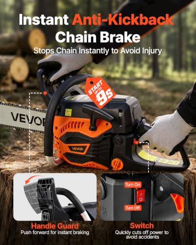 VEVOR Gas Powered Chainsaw 20 & 22 Inch 62CC 3.8HP 2 Stroke Engine Saw - size: 62CC-20&22in