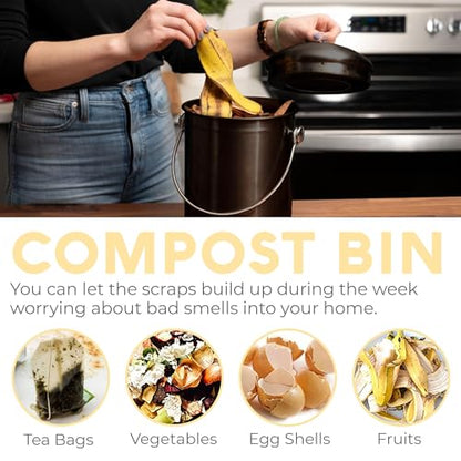 Epica Kitchen Compost Bin for Kicthen Countertops, 1.3 Galllon - Black - color: Black