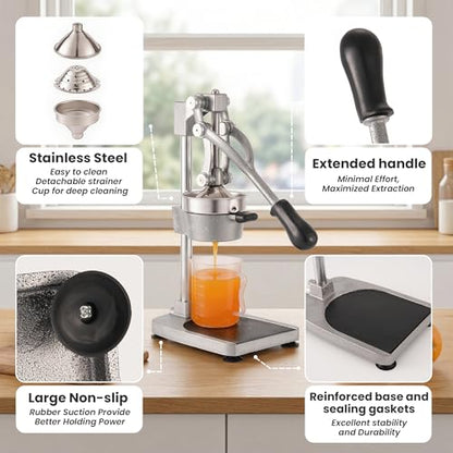 Manual Cast Iron Hand Press Juicer for Orange & Pomegranate