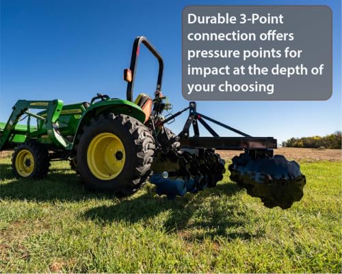 Impact Implements® 72" Disc Plow 3-Point Attachment for Cat-1 Tractors | Two rows of heavy duty discs (20 total) for quick work of soil prep. Fits John Deere, Kubota and more. - size: CAT 1 Disc Plow