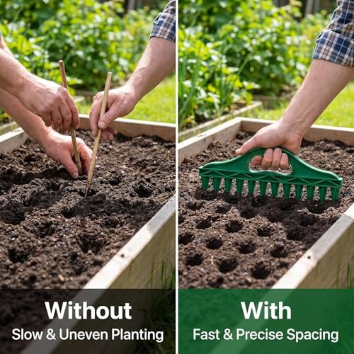 Handheld Seed Spreader Tool – Precision Row Seeder for Vegetables, Flowers & Herbs – Durable & Ergonomic Plastic Planter for Even Spacing