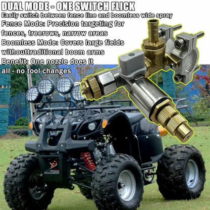 1-Pack Boomless & Fence Line Sprayer Nozzle for ATV – Brass Construction, 31FT Spray Swath, Adjustable Pattern, Universal Fit for Spot Sprayers.