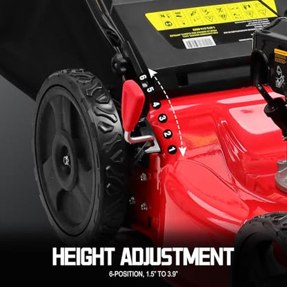 PowerSmart Gas Lawn Mower 21-inch with 140cc Briggs and Stratton E550 Engine, 2-in-1 Push Mower with Mulch, Bagger