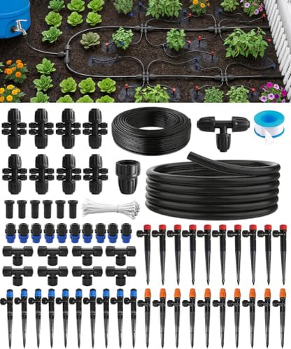 40FT Main tube1/2 Drip Irrigation System Kit with 40 Adjustable Nozzles - size: Drip 40 Nozzles+237FT All Quick-connect