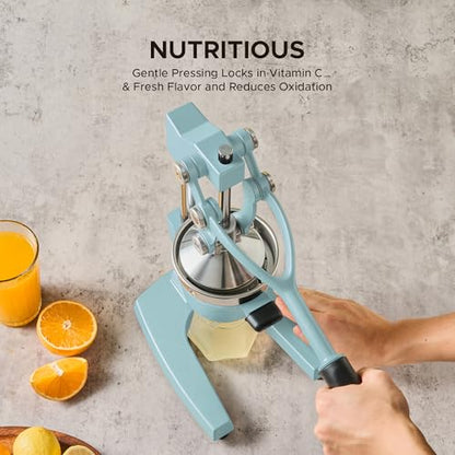 CO-Z Manual Citrus Juicer, Heavy-Duty Manual Juicer with Conical & Flat Pressure Plates, Professional Lemon Squeezer for Orange Pom Lime Lemon Juice, Dishwasher Safe Juice Press, Blue - color: Blue