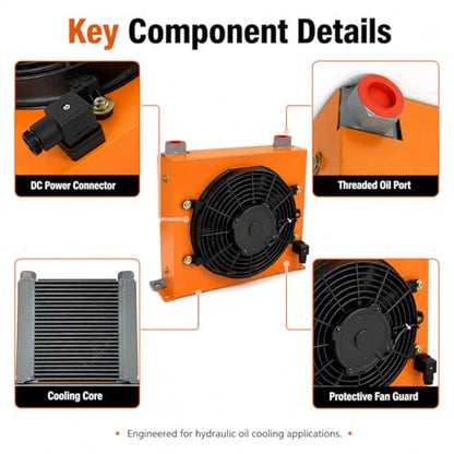 AH1012T-CA Hydraulic Air Oil Cooler 12V DC 100L/min 2MPa