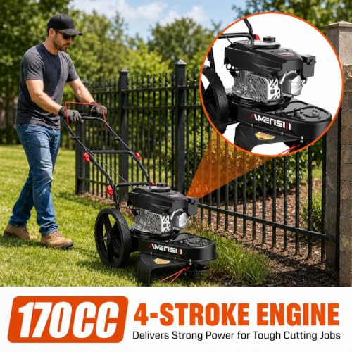 AMERISUN 22" Gas Walk Behind String Trimmer with 1.9"-4.0" Cutting Height