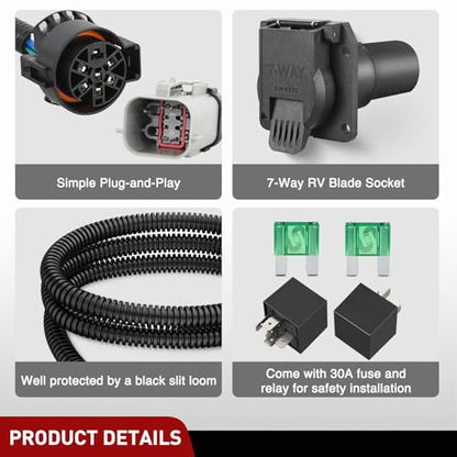 Nilight 7 Pin Trailer Wiring Harness Kit 55243 for F-250 F-350 F-450 F-550 - color: 1999-2001 Ford F250-F550 Trailer Harness