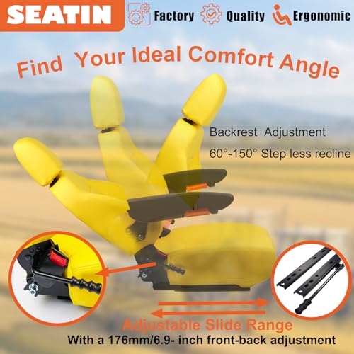 SEATIN Universal Tractor Seat, Zero Turn Mower Seat (yellow) - color: yellow