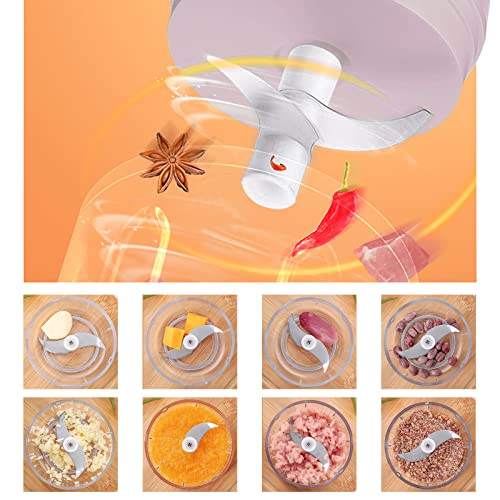 Electric Mini Garlic Mincer, 100ML USB Vegetable Onion Chopper - color: 100ML Pink