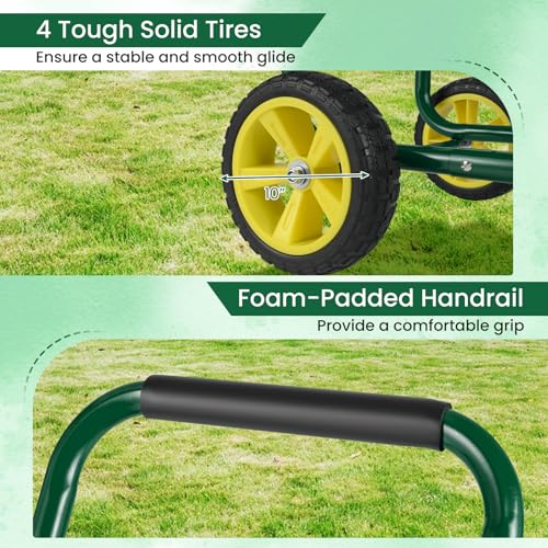 Moccha Hose Reel Cart, Hold Up to 300 FT of 5/8", Heavy-Duty Garden Water Hose Carts with 4 Wheels & Storage Basket for Outside Yard, Outdoor Mobile Planting Tool (Green) - color: Green