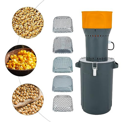 Electric Corn Grinder Mill 110V 1000W 19000RPM Automatic Agricultural Feed Grain Mill, Dust-free Dry Cereals Wheat Grinder Flour Mill with 5 Sieves, 6.6Gal Detachable Bucket for Home Farm - size: 1000W, 5 Sieves, w/ 25L(6.6Gal)Bucket