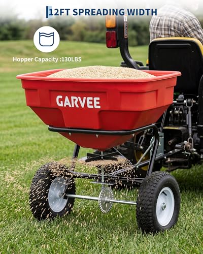 Heavy Duty 125L Tow & Pull Behind Broadcast Spreader, 9.8FT Spreading Width - color: Red 125L